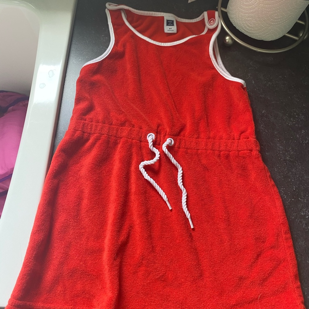 Janie and Jack red terry swim coverup